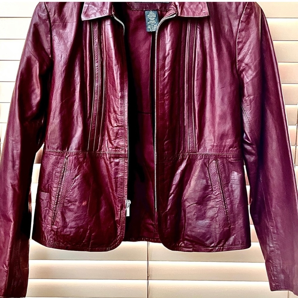 Wine Colored Authentic Leather Jacket - image 2